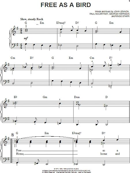 open zoom image for Free As A Bird - Easy Piano, New, Main
