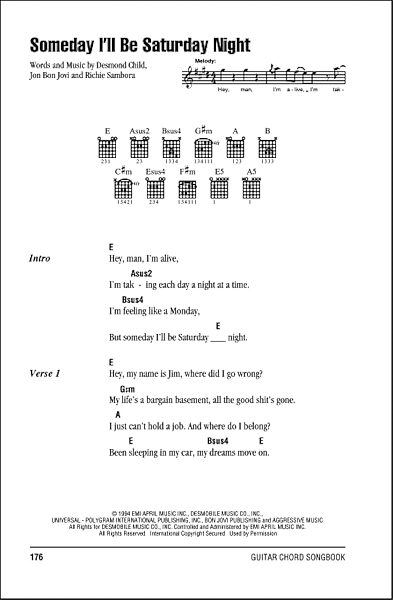 open zoom image for Someday I'll Be Saturday Night - Guitar Chords/Lyrics, New, Main