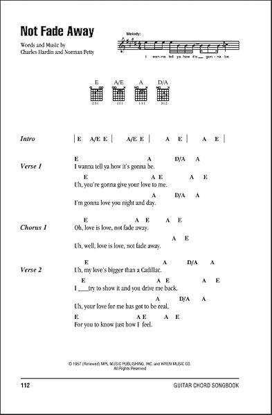 open zoom image for Not Fade Away - Guitar Chords/Lyrics, New, Main