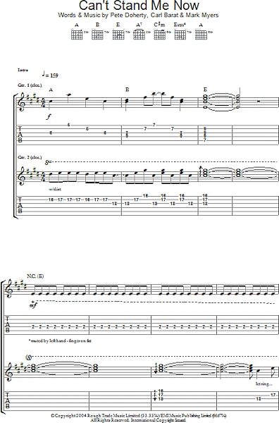 open zoom image for Can't Stand Me Now - Guitar TAB, New, Main