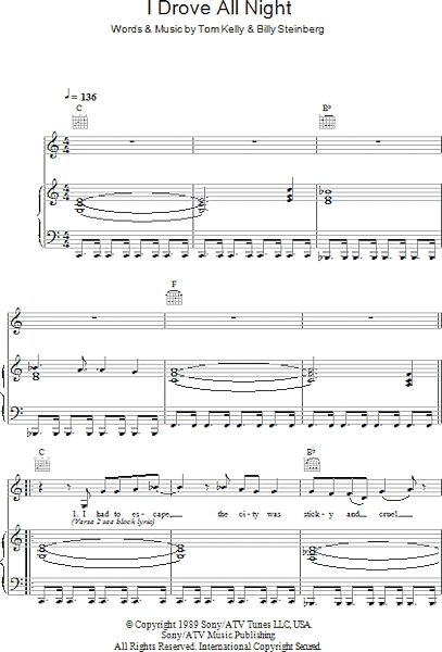 open zoom image for I Drove All Night - Piano Vocal, New, Main