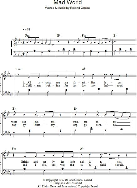 open zoom image for Mad World - Easy Piano, New, Main