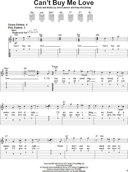 open zoom image for Can't Buy Me Love - Easy Guitar with TAB, New, Main