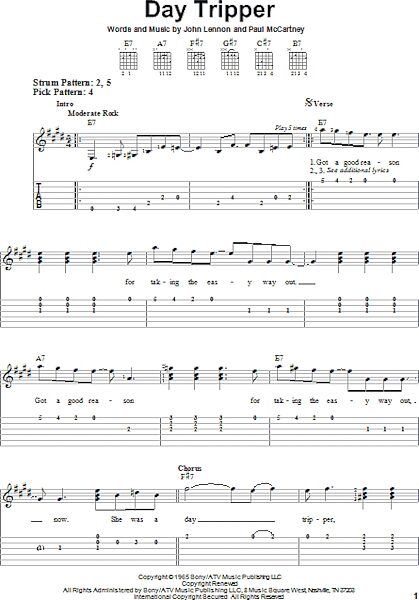 open zoom image for Day Tripper - Easy Guitar with TAB, New, Main