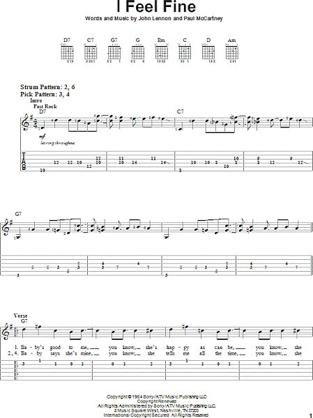 open zoom image for I Feel Fine - Easy Guitar with TAB, New, Main