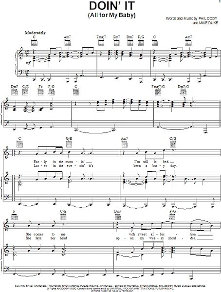 open zoom image for Doin' It (All For My Baby) - Piano/Vocal/Guitar, New, Main