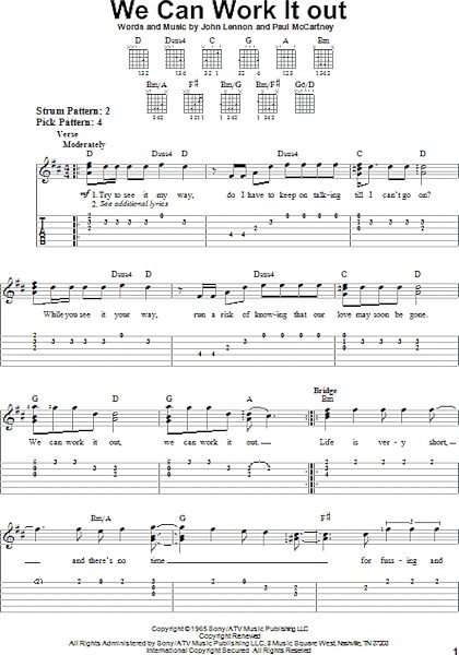 open zoom image for We Can Work It Out - Easy Guitar with TAB, New, Main