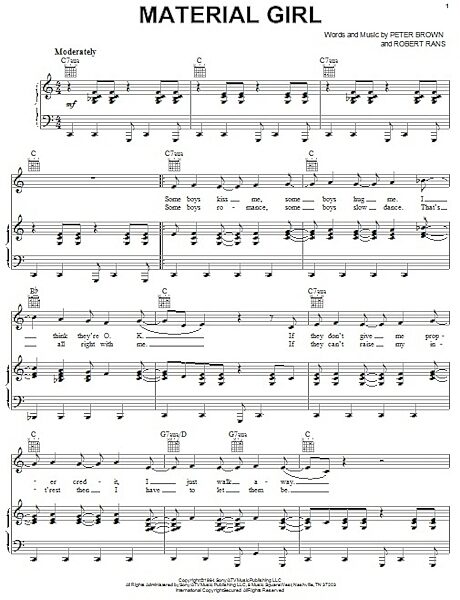 open zoom image for Material Girl - Piano/Vocal/Guitar, New, Main