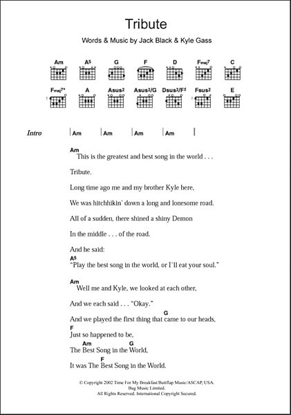 open zoom image for Tribute - Guitar Chords/Lyrics, New, Main