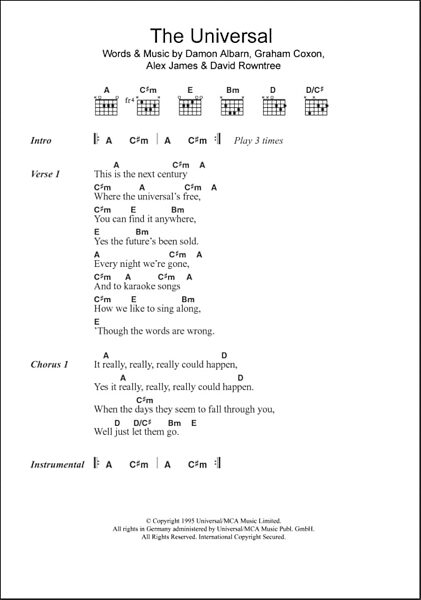 open zoom image for The Universal - Guitar Chords/Lyrics, New, Main