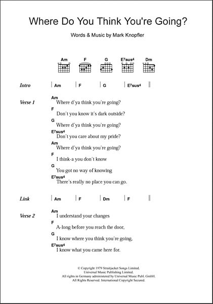 open zoom image for Where Do You Think You're Going - Guitar Chords/Lyrics, New, Main