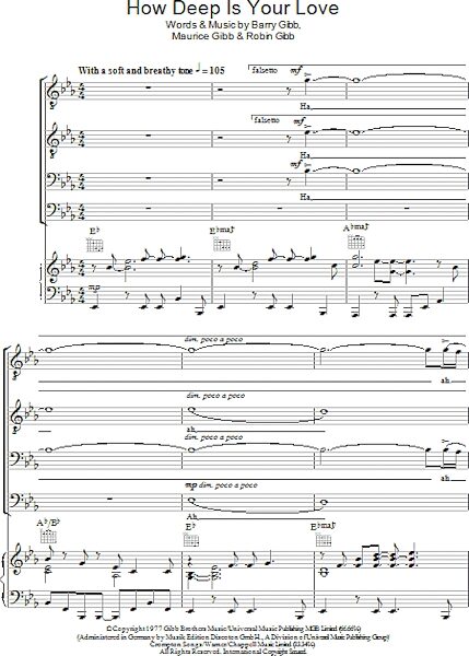 open zoom image for How Deep Is Your Love - Choral, New, Main