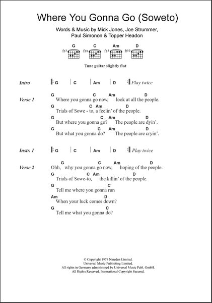 open zoom image for Where You Gonna Go (Soweto) - Guitar Chords/Lyrics, New, Main