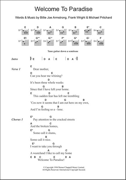 open zoom image for Welcome To Paradise - Guitar Chords/Lyrics, New, Main