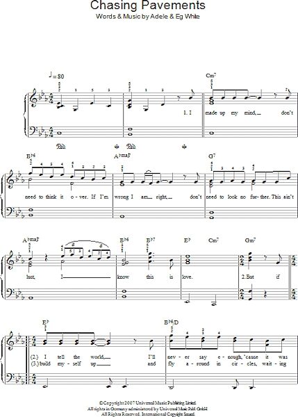 open zoom image for Chasing Pavements - Easy Piano, New, Main