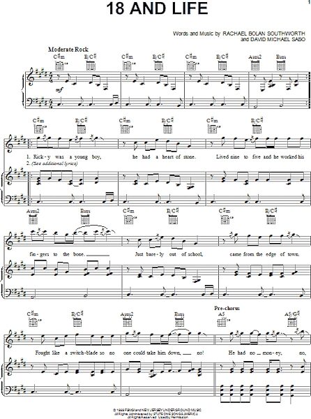 open zoom image for 18 And Life - Piano/Vocal/Guitar, New, Main