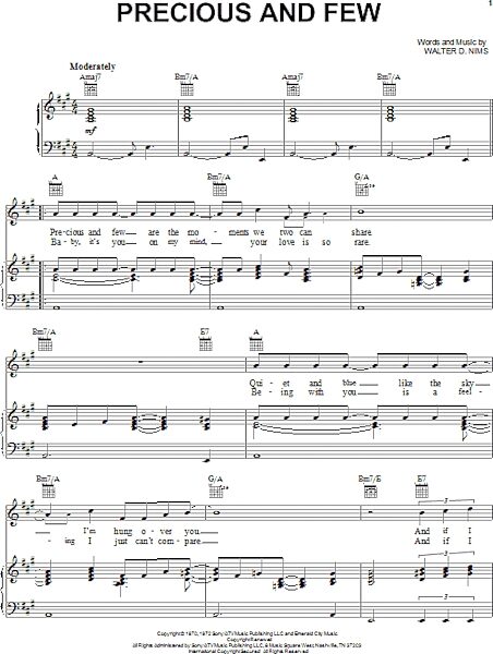 open zoom image for Precious And Few - Piano/Vocal/Guitar, New, Main