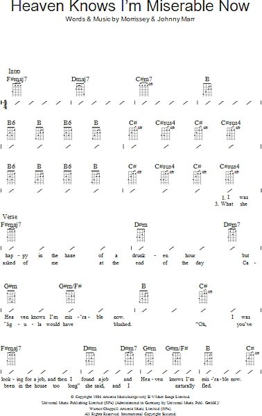 open zoom image for Heaven Knows I'm Miserable Now - Ukulele Chords/Lyrics, New, Main