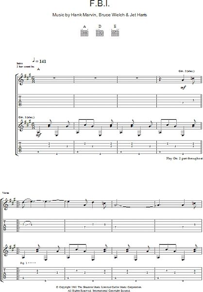 open zoom image for F.B.I. - Guitar TAB, New, Main
