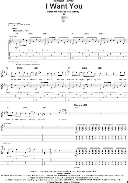 open zoom image for I Want You - Guitar TAB, New, Main