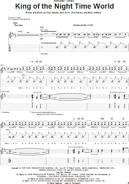 open zoom image for King Of The Night Time World - Guitar TAB, New, Main