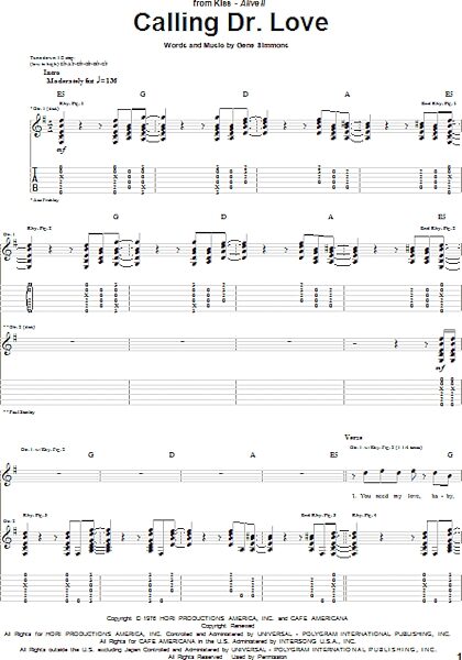 open zoom image for Calling Dr. Love - Guitar TAB, New, Main