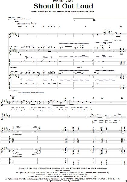 open zoom image for Shout It Out Loud - Guitar TAB, New, Main