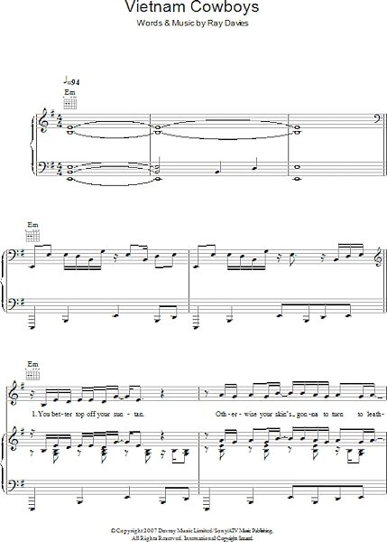 open zoom image for Vietnam Cowboys - Piano/Vocal/Guitar, New, Main