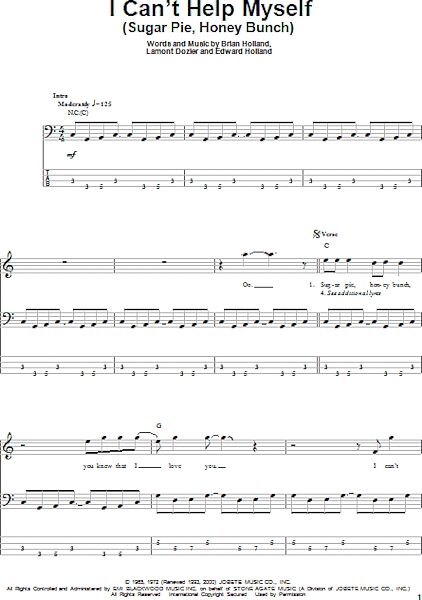 open zoom image for I Can't Help Myself (Sugar Pie, Honey Bunch) - Bass Tab, New, Main
