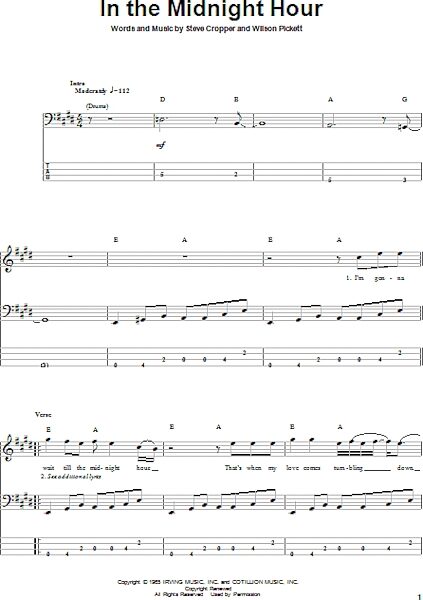 open zoom image for In The Midnight Hour - Bass Tab, New, Main