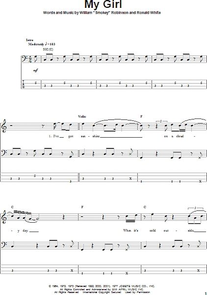 open zoom image for My Girl - Bass Tab, New, Main
