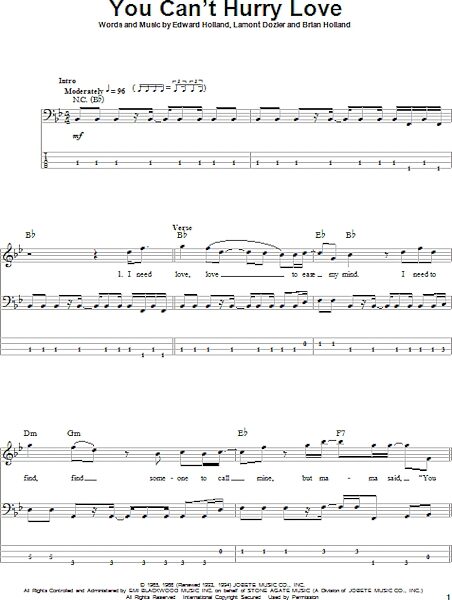 open zoom image for You Can't Hurry Love - Bass Tab, New, Main