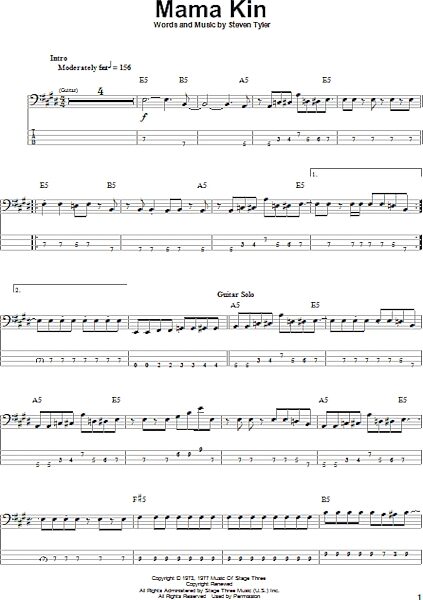 open zoom image for Mama Kin - Bass Tab, New, Main