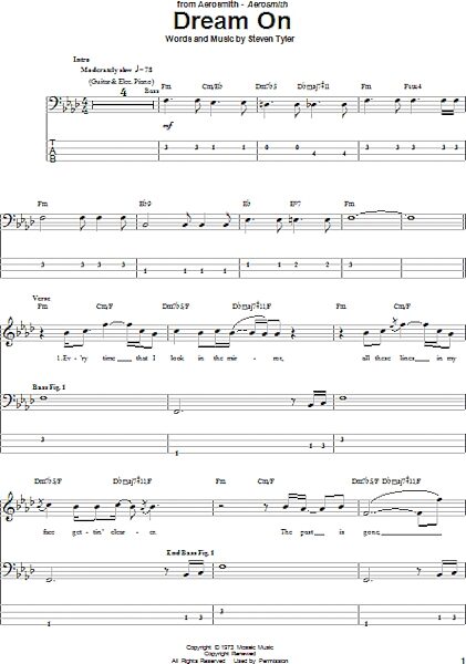 open zoom image for Dream On - Bass Tab, New, Main