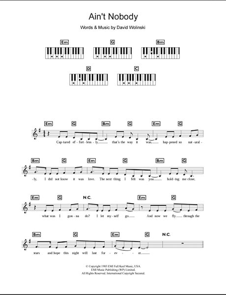 open zoom image for Ain't Nobody - Piano Chords/Lyrics, New, Main