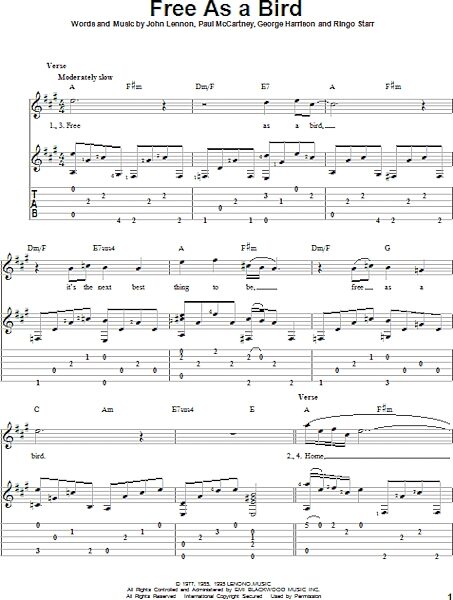 open zoom image for Free As A Bird - Solo Guitar, New, Main