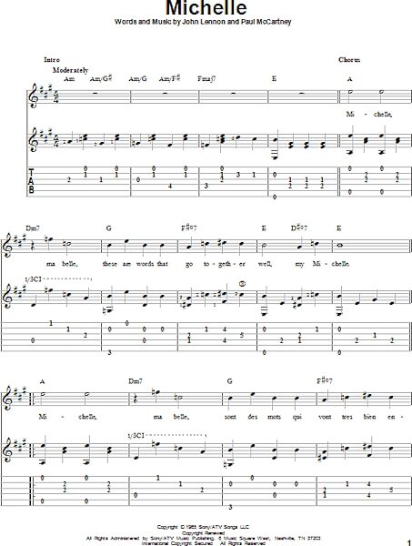 open zoom image for Michelle - Solo Guitar, New, Main