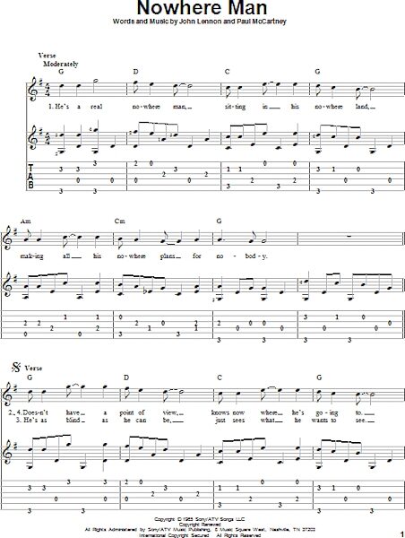 open zoom image for Nowhere Man - Solo Guitar, New, Main