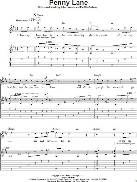 open zoom image for Penny Lane - Solo Guitar, New, Main