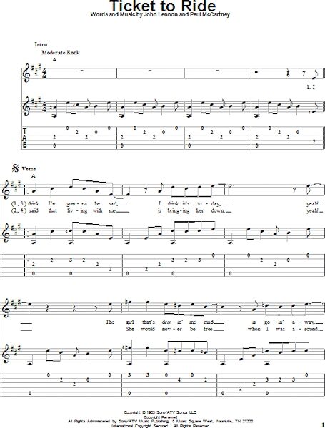 open zoom image for Ticket To Ride - Solo Guitar, New, Main