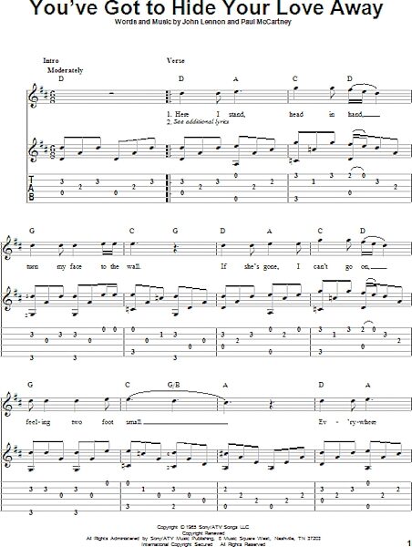 open zoom image for You've Got To Hide Your Love Away - Solo Guitar, New, Main