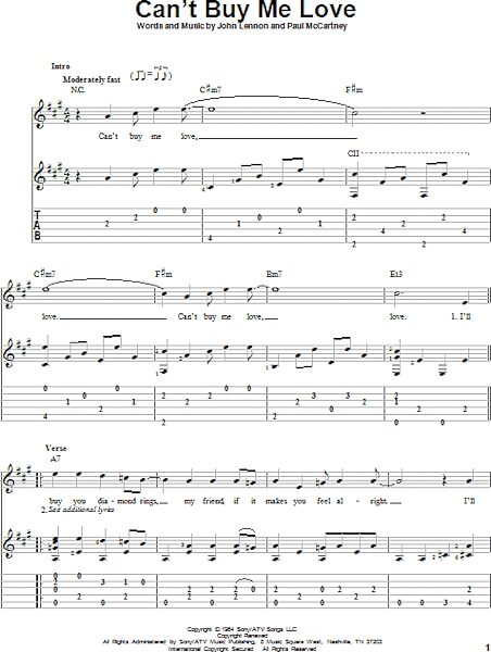 open zoom image for Can't Buy Me Love - Solo Guitar, New, Main