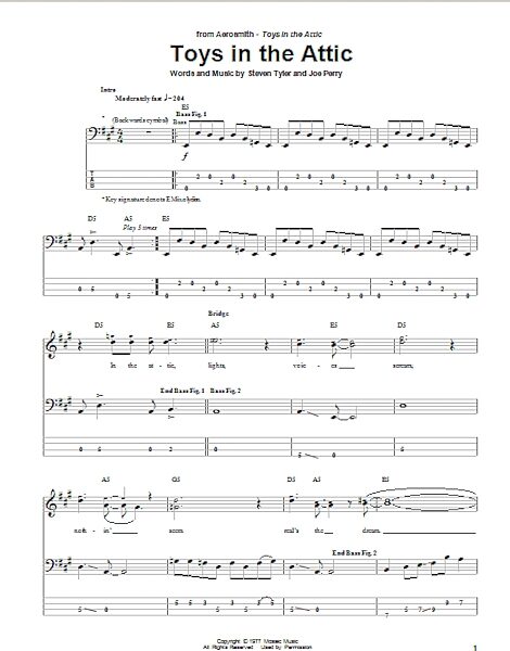 open zoom image for Toys In The Attic - Bass Tab, New, Main