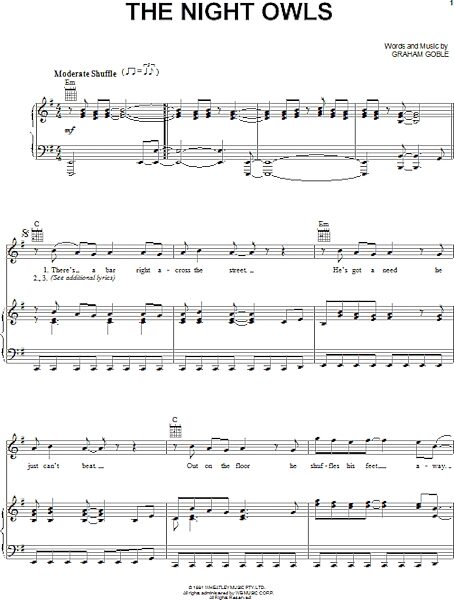 open zoom image for The Night Owls - Piano/Vocal/Guitar, New, Main