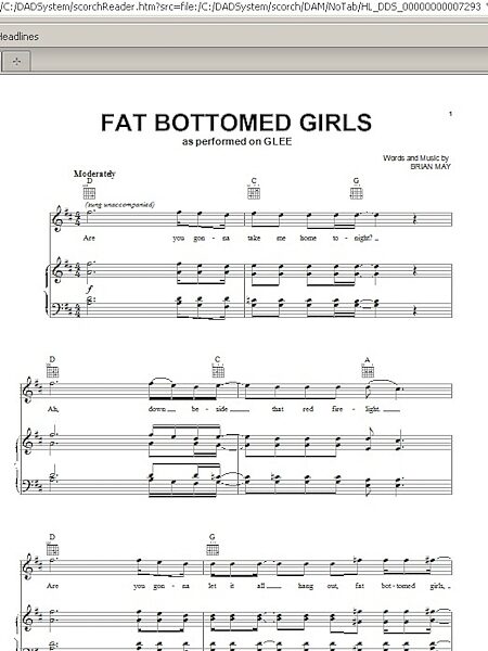 open zoom image for Fat Bottomed Girls - Piano/Vocal/Guitar, New, Main