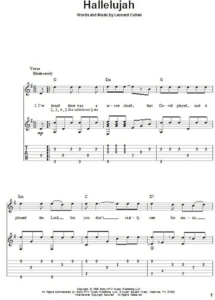 open zoom image for Hallelujah - Solo Guitar, New, Main