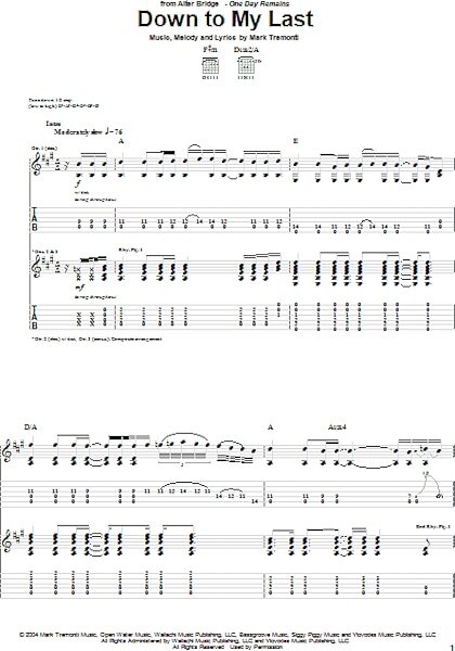 open zoom image for Down To My Last - Guitar TAB, New, Main