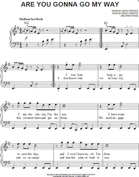 open zoom image for Are You Gonna Go My Way - Easy Piano, New, Main