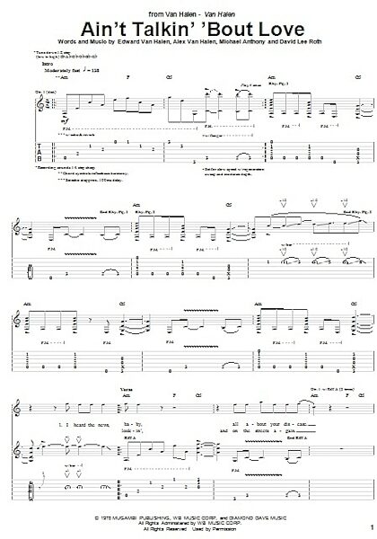open zoom image for Ain't Talkin' 'Bout Love - Guitar TAB, New, Main