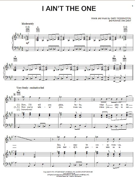 open zoom image for I Ain't The One - Piano/Vocal/Guitar, New, Main